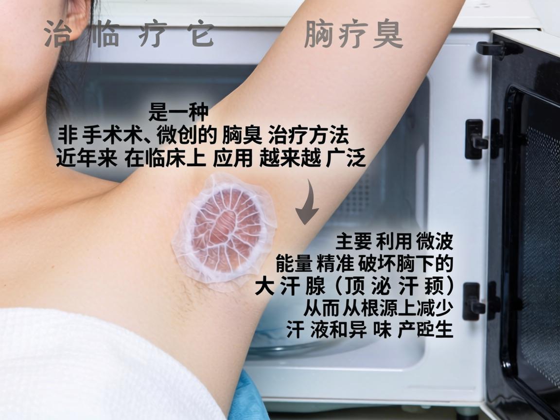 微波治疗腋臭是一种非手术、微创的腋臭治疗方法，近年来在临床上应用越来越广泛。它主要利用微波能量精准破坏腋下的大汗腺（顶泌汗腺）从而从根源上减少汗液和异味的产生