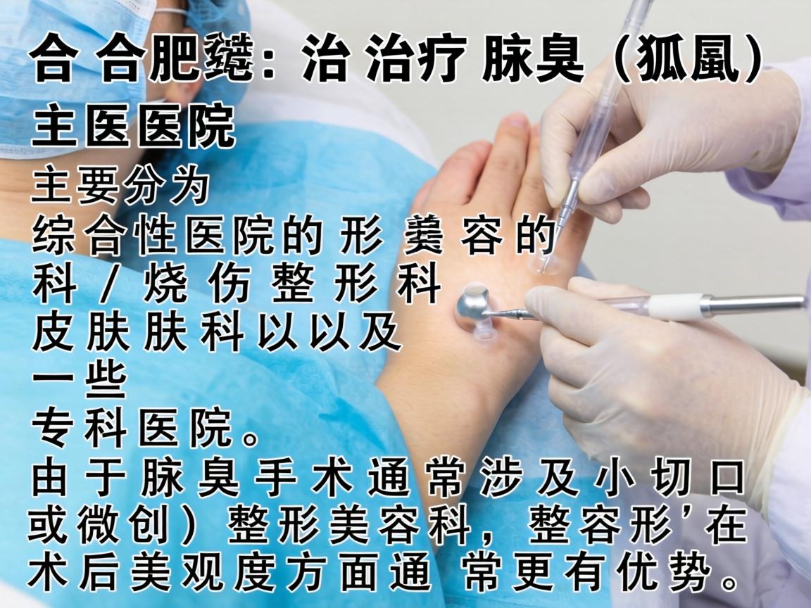在合肥，治疗腋臭（狐臭）的医院主要分为综合性医院的整形美容科/烧伤整形科、皮肤科以及一些专科医院。由于腋臭手术通常涉及小切口或微创，整形美容科在术后美观度方面通常更有优势