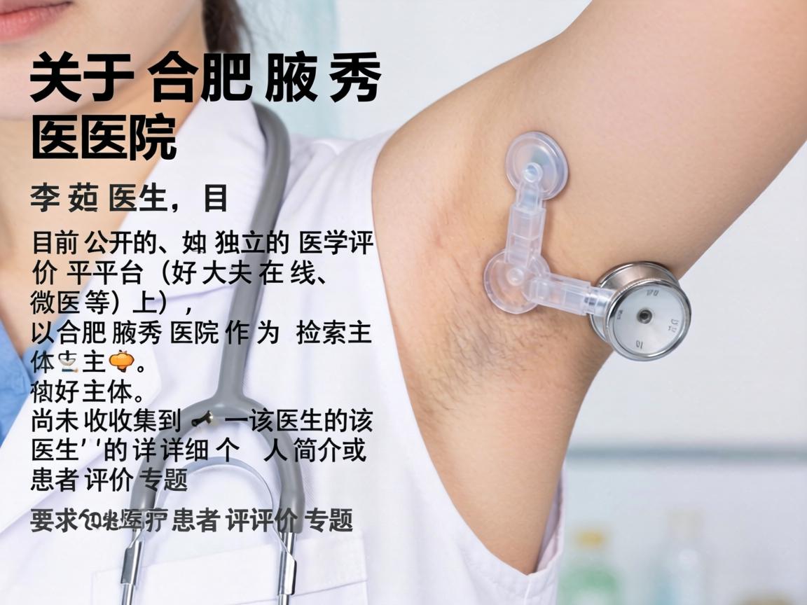 关于合肥腋秀医院的李茹医生，目前公开的、独立的医学评价平台（如好大夫在线、微医等）上，以合肥腋秀医院作为检索主体，尚未收集到该医生的详细个人简介或患者评价专题