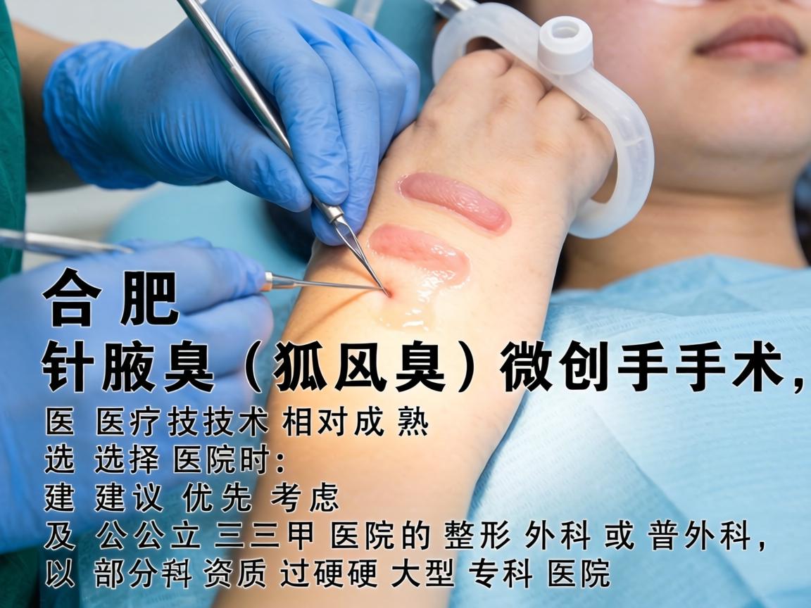 在合肥,针对腋臭(狐臭)的微创手术,医疗技术相对成熟。选择医院时,建议优先考虑公立三甲医院的整形外科或普外科,以及部分资质过硬的大型专科医院 在合肥,针对腋臭(狐臭)的微创手术,医疗技术相对成熟。选择医院时,建议优先考虑公立三甲医院的整形外科或普外科,以及部分资质过硬的大型专科医院