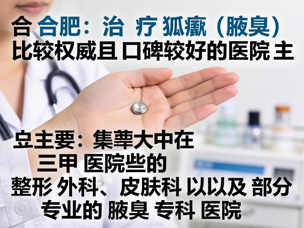在合肥，治疗狐臭（腋臭）比较权威且口碑较好的医院主要集中在三甲医院的整形外科、皮肤科以及部分专业的腋臭专科医院