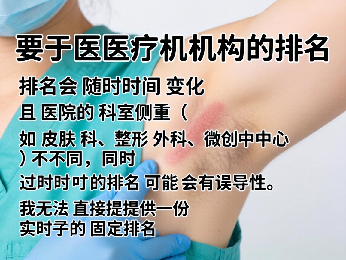 由于医疗机构的排名会随时间变化,且医院的科室侧重(如皮肤科、整形外科、微创中心)不同,同时过时的排名可能会有误导性,我无法直接提供一份实时的固定排名 由于医疗机构的排名会随时间变化,且医院的科室侧重(如皮肤科、整形外科、微创中心)不同,同时过时的排名可能会有误导性,我无法直接提供一份实时的固定排名