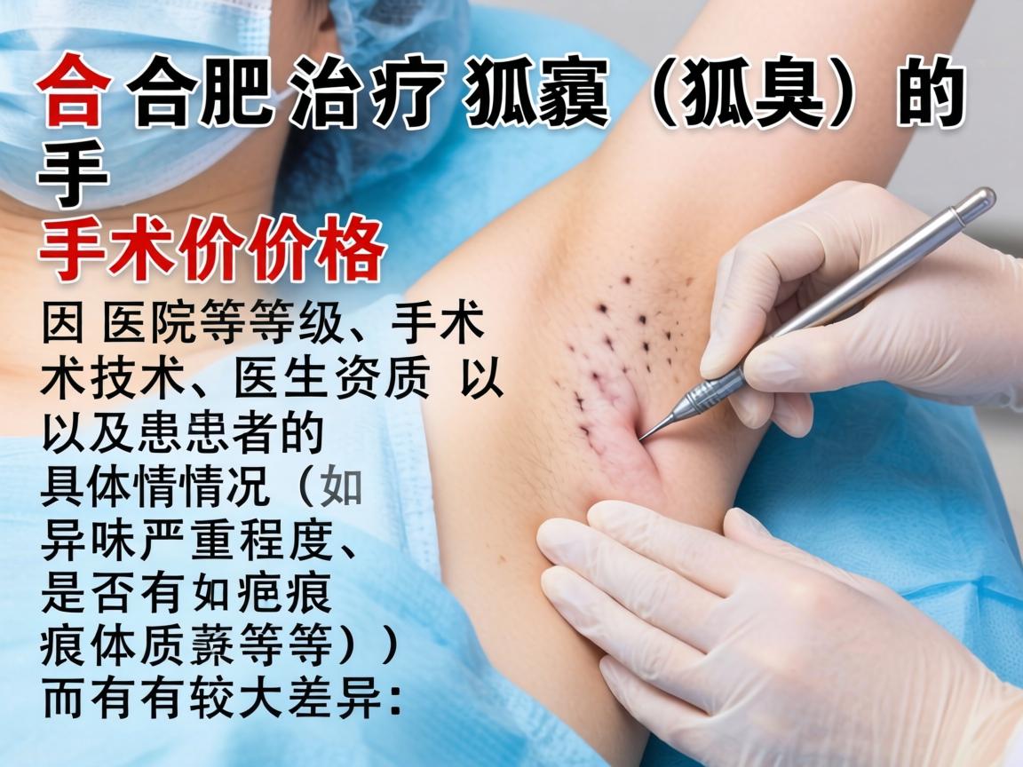 在合肥,治疗狐臭(腋臭)的手术价格因医院等级、手术技术、医生资质以及患者的具体情况(如异味严重程度、是否有疤痕体质等)而有较大差异 在合肥,治疗狐臭(腋臭)的手术价格因医院等级、手术技术、医生资质以及患者的具体情况(如异味严重程度、是否有疤痕体质等)而有较大差异