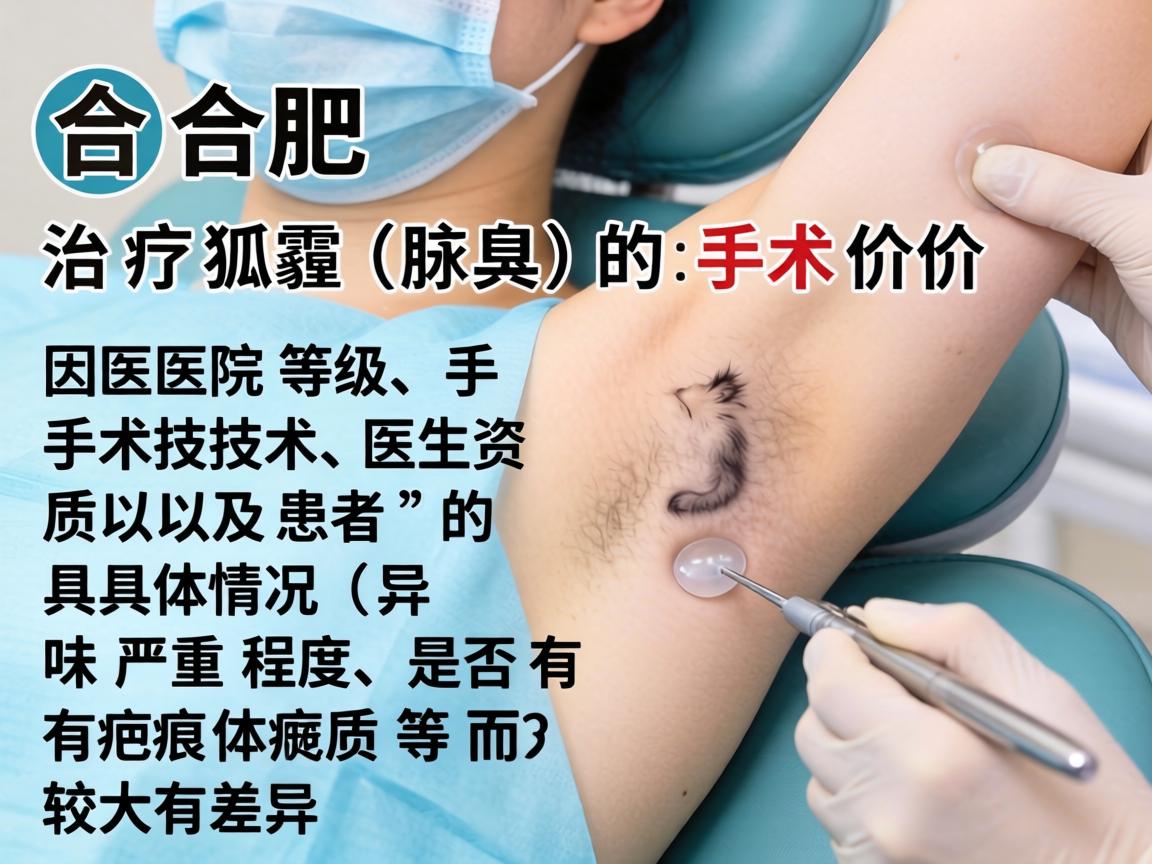 在合肥,治疗狐臭(腋臭)的手术价格因医院等级、手术技术、医生资质以及患者的具体情况(如异味严重程度、是否有疤痕体质等)而有较大差异 在合肥,治疗狐臭(腋臭)的手术价格因医院等级、手术技术、医生资质以及患者的具体情况(如异味严重程度、是否有疤痕体质等)而有较大差异
