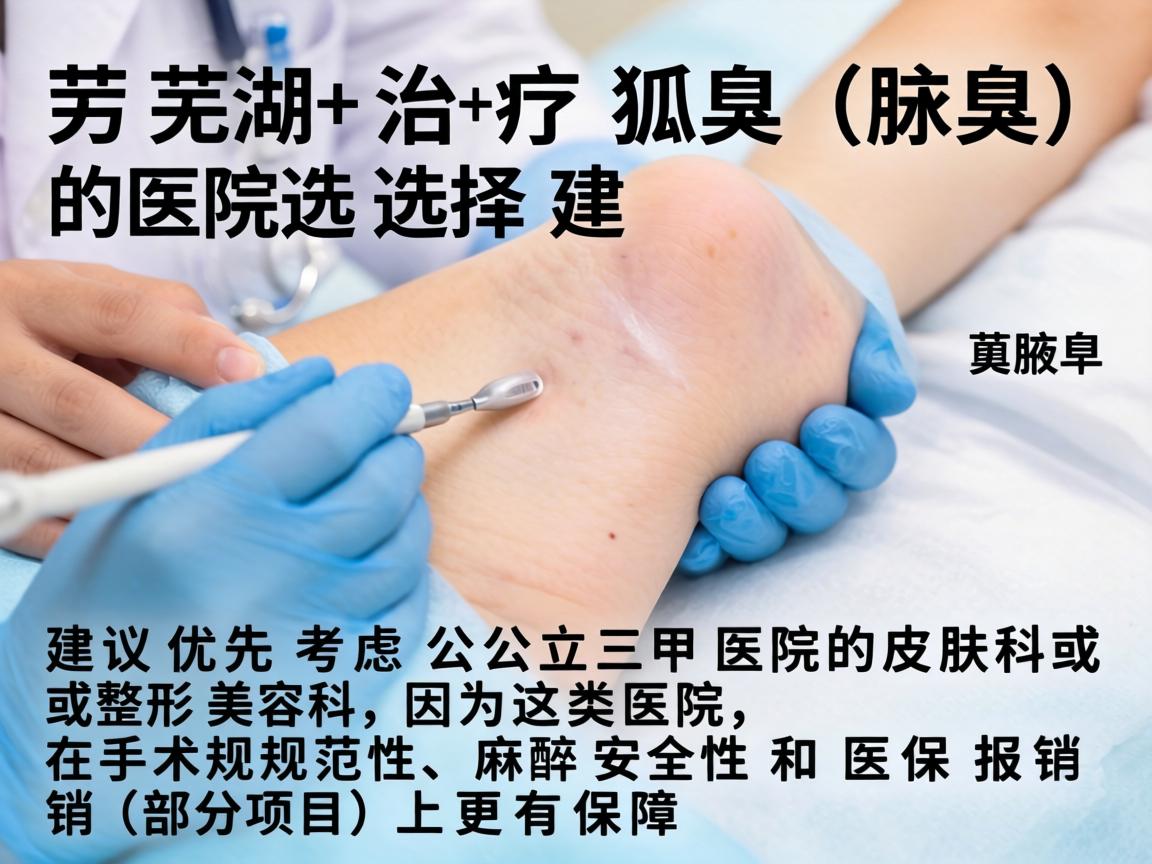 在芜湖,治疗狐臭(腋臭)的医院选择,建议优先考虑公立三甲医院的皮肤科或整形美容科,因为这类医院在手术规范性、麻醉安全性和医保报销(部分项目)上更有保障 在芜湖,治疗狐臭(腋臭)的医院选择,建议优先考虑公立三甲医院的皮肤科或整形美容科,因为这类医院在手术规范性、麻醉安全性和医保报销(部分项目)上更有保障