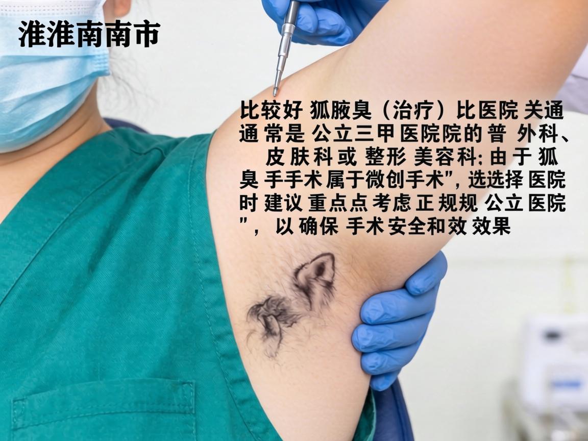 在淮南市，治疗狐臭（腋臭）比较好的医院通常是公立三甲医院的普外科、皮肤科或整形美容科。由于狐臭手术属于微创手术，选择医院时建议重点考虑正规公立医院，以确保手术安全和效果