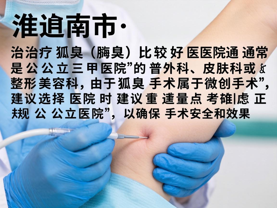 在淮南市，治疗狐臭（腋臭）比较好的医院通常是公立三甲医院的普外科、皮肤科或整形美容科。由于狐臭手术属于微创手术，选择医院时建议重点考虑正规公立医院，以确保手术安全和效果