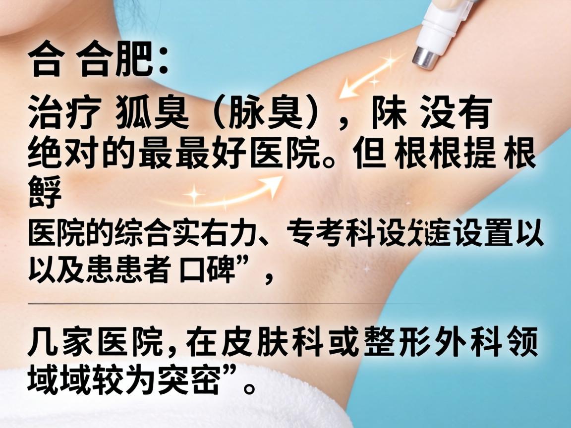 在合肥，治疗狐臭（腋臭）并没有绝对的最好医院，但根据医院的综合实力、专科设置以及患者口碑，以下几家医院在皮肤科或整形外科领域较为突出，可以作为参考