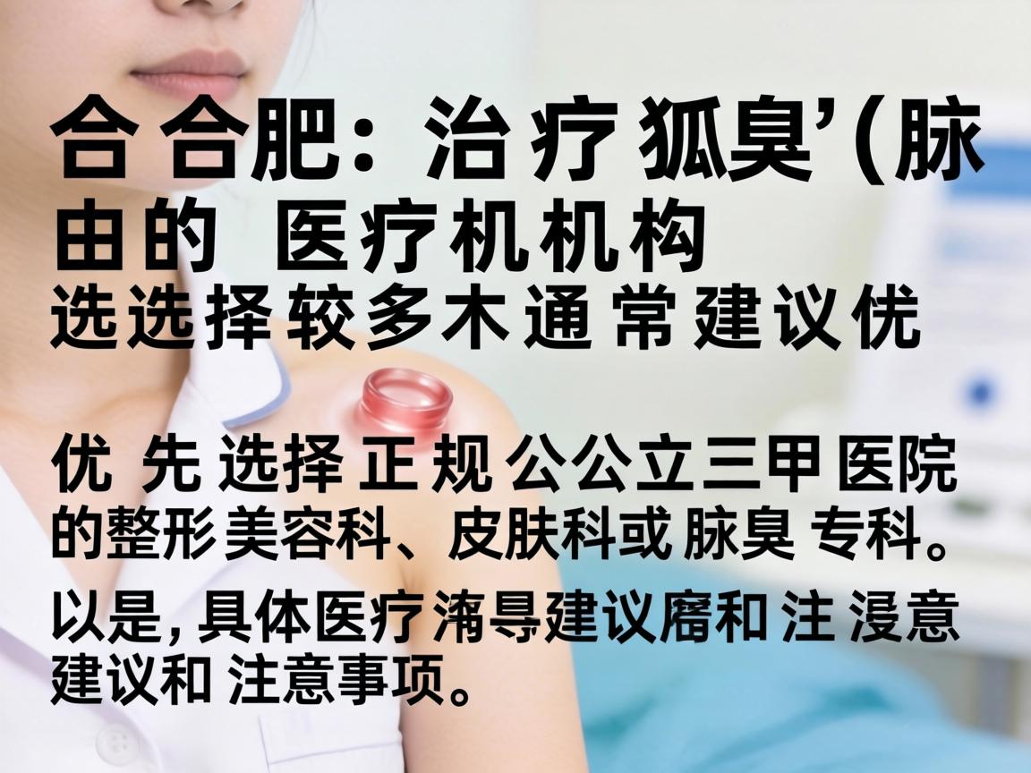 在合肥，治疗狐臭（腋臭）的医疗机构选择较多，通常建议优先选择正规公立三甲医院的整形美容科、皮肤科或腋臭专科。以下是具体建议和注意事项