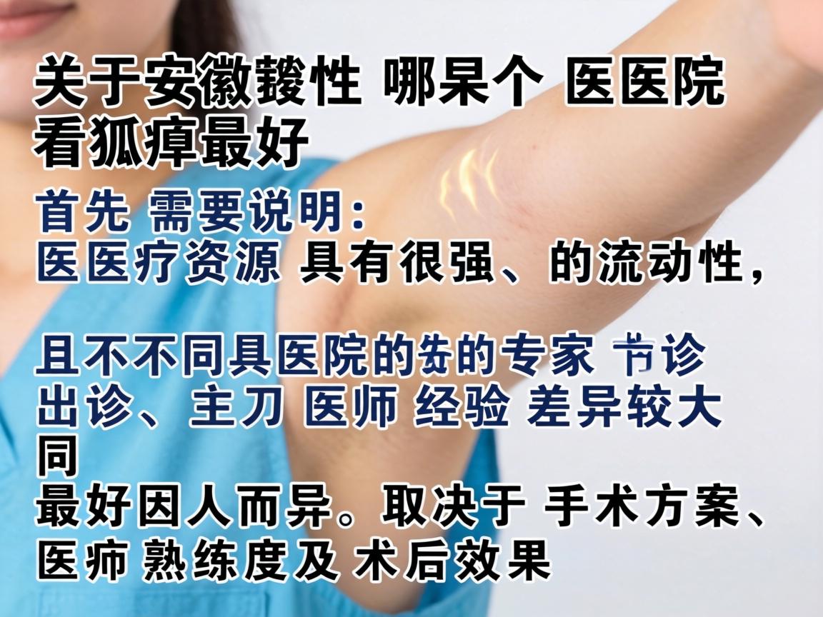 关于安徽哪个医院看狐臭最好，首先需要说明，医疗资源具有很强的流动性，且不同医院的专家出诊、主刀医生经验差异较大。同时最好因人而异，取决于手术方案、医生熟练度及术后效果
