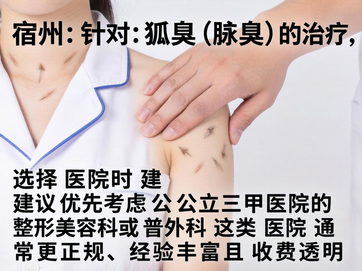 在宿州，针对狐臭（腋臭）的治疗，选择医院时建议优先考虑公立三甲医院的整形美容科或普外科。这类医院通常更正规、经验丰富且收费透明