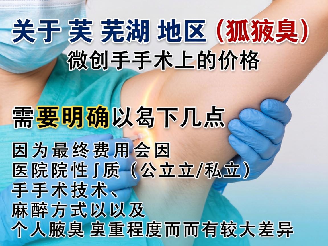 关于芜湖地区狐臭（腋臭）微创手术的价格，需要明确以下几点，因为最终费用会因医院性质（公立/私立）手术技术、麻醉方式以及个人腋臭严重程度而有较大差异