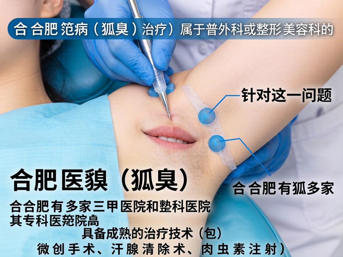 在合肥，治疗狐臭（腋臭）属于普外科或整形美容科的范畴。针对这一问题，合肥有多家三甲医院和专科医院具备成熟的治疗技术（包括微创手术、汗腺清除术、肉毒素注射等）