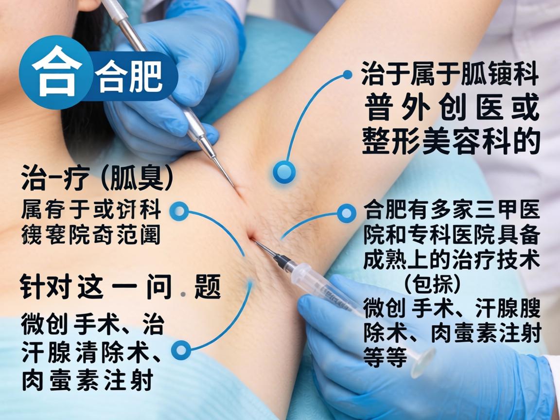 在合肥，治疗狐臭（腋臭）属于普外科或整形美容科的范畴。针对这一问题，合肥有多家三甲医院和专科医院具备成熟的治疗技术（包括微创手术、汗腺清除术、肉毒素注射等）