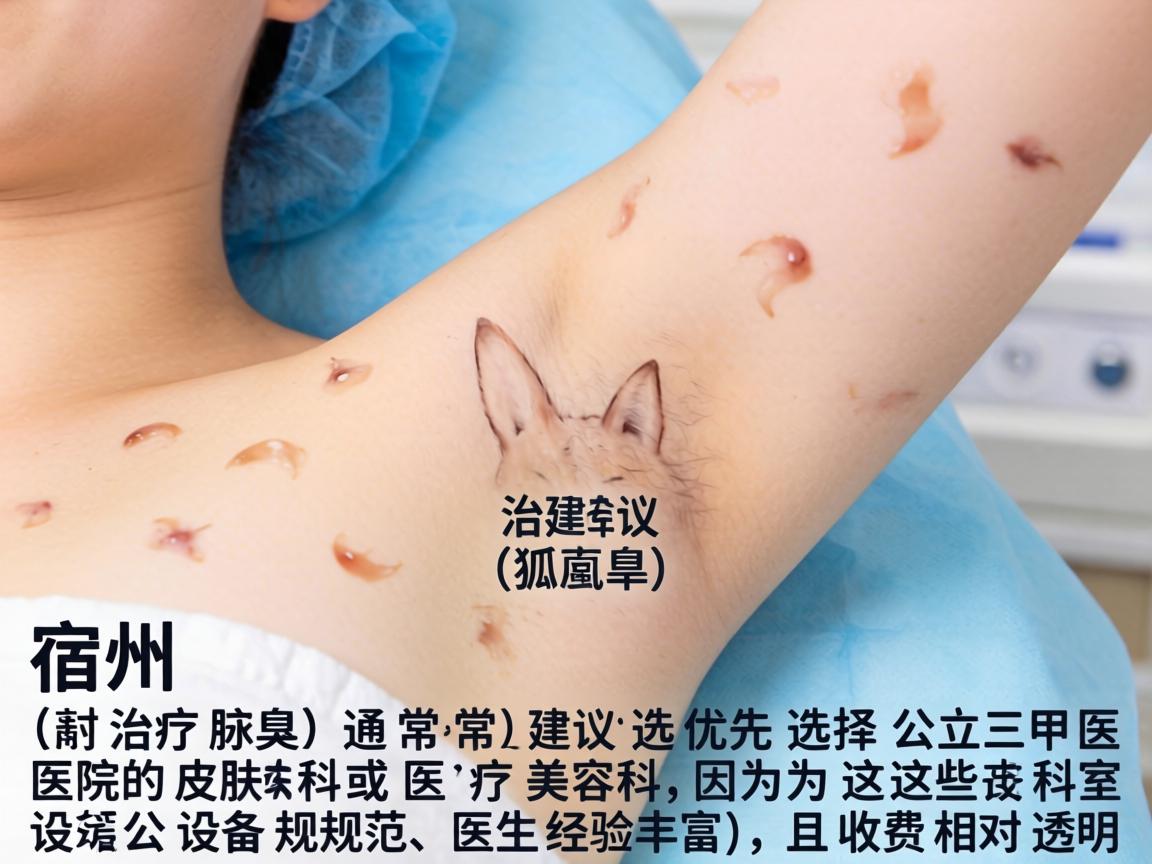 在宿州，治疗腋臭（狐臭）通常建议优先选择公立三甲医院的皮肤科或医疗美容科，因为这些科室设备规范、医生经验丰富，且收费相对透明