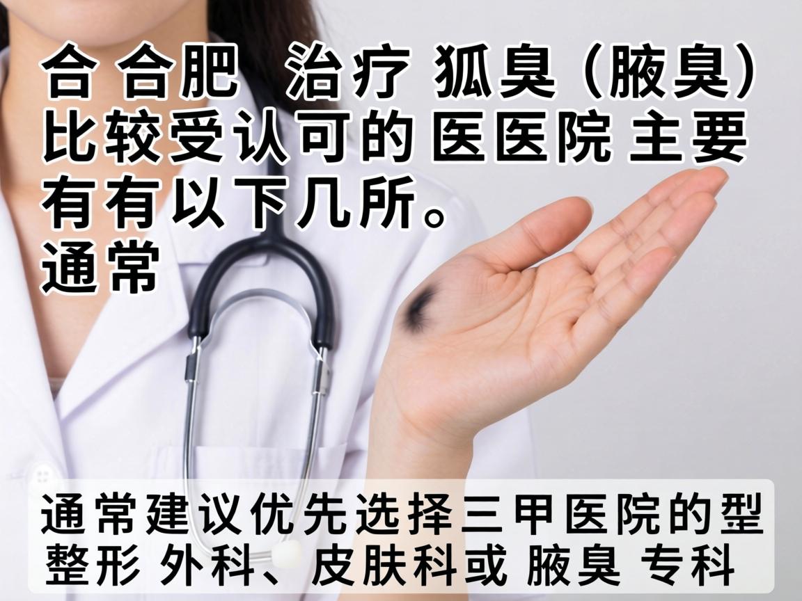 在合肥，治疗狐臭（腋臭）比较受认可的医院主要有以下几所，通常建议优先选择三甲医院的整形外科、皮肤科或腋臭专科