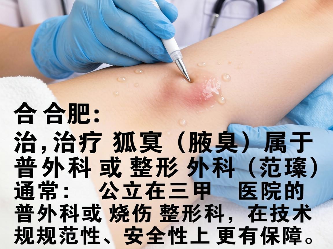 在合肥，治疗狐臭（腋臭）属于普外科或整形外科的范畴。通常，公立三甲医院的普外科或烧伤整形科在技术规范性和安全性上更有保障