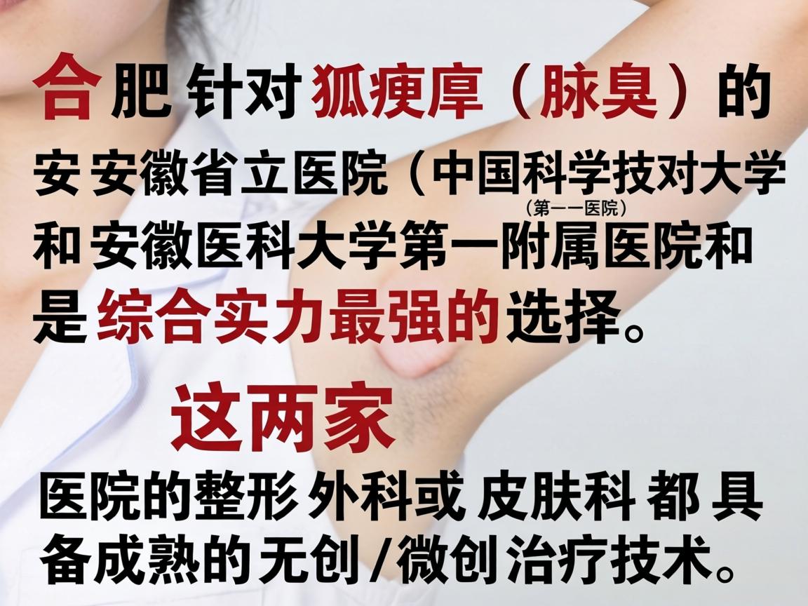 在合肥，针对狐臭（腋臭）的治疗，安徽省立医院（中国科学技术大学附属第一医院）和 安徽医科大学第一附属医院 是综合实力最强的选择。这两家医院的整形外科或皮肤科都具备成熟的无创/微创治疗技术