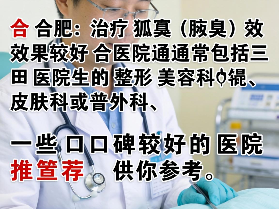 在合肥，治疗狐臭（腋臭）效果较好的医院通常包括三甲医院的整形美容科、皮肤科或普外科。以下是一些口碑较好的医院推荐，供你参考