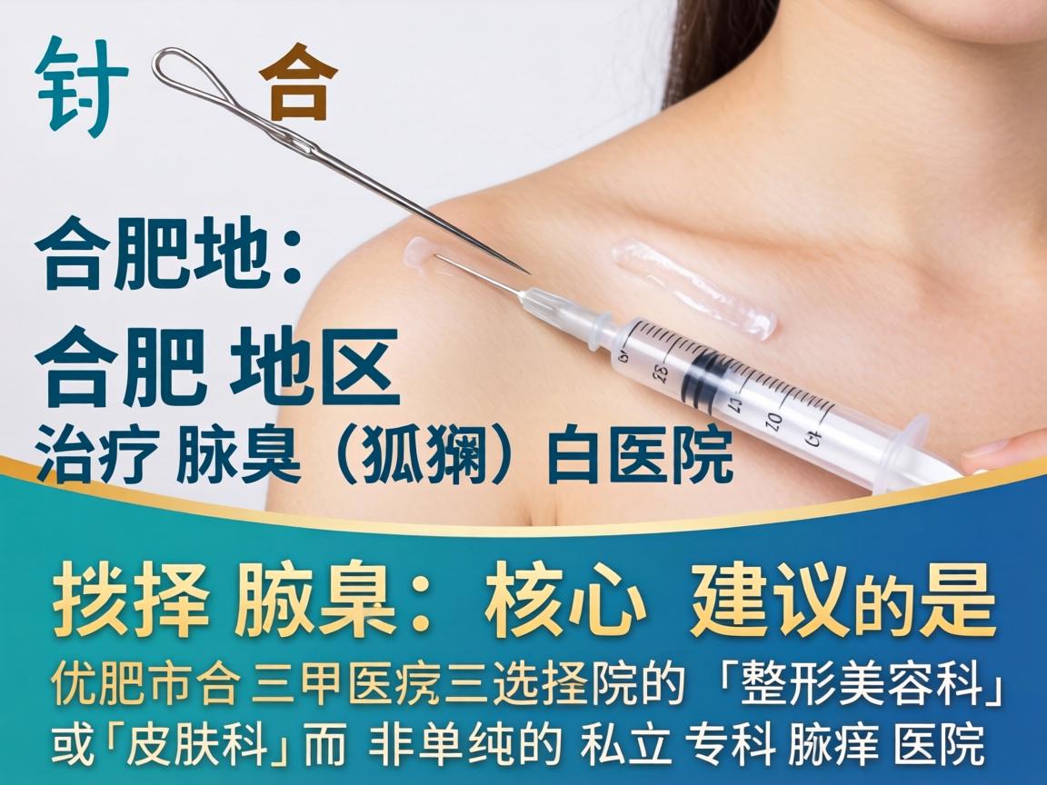 针对合肥地区治疗腋臭（狐臭）的医院选择，核心建议是，优先选择合肥市三甲医院的「整形美容科」或「皮肤科」而非单纯的私立专科腋臭医院