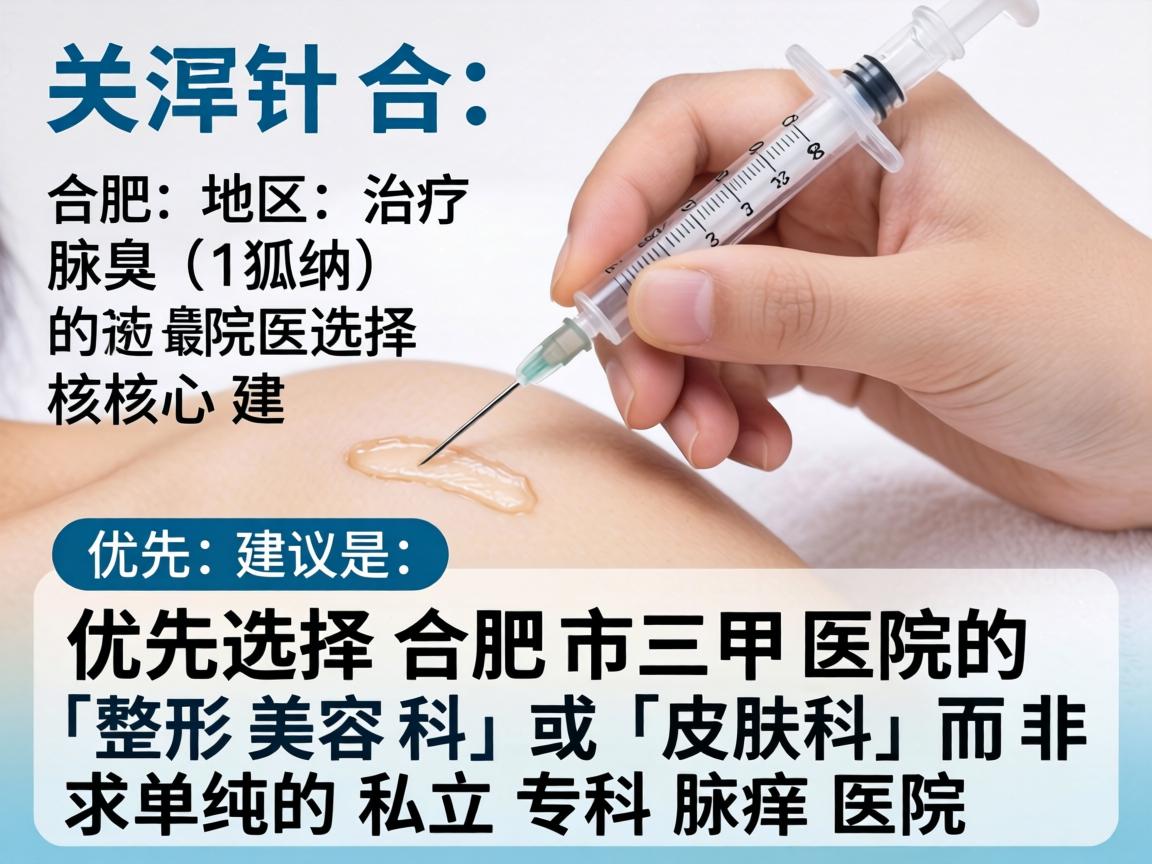 针对合肥地区治疗腋臭（狐臭）的医院选择，核心建议是，优先选择合肥市三甲医院的「整形美容科」或「皮肤科」而非单纯的私立专科腋臭医院