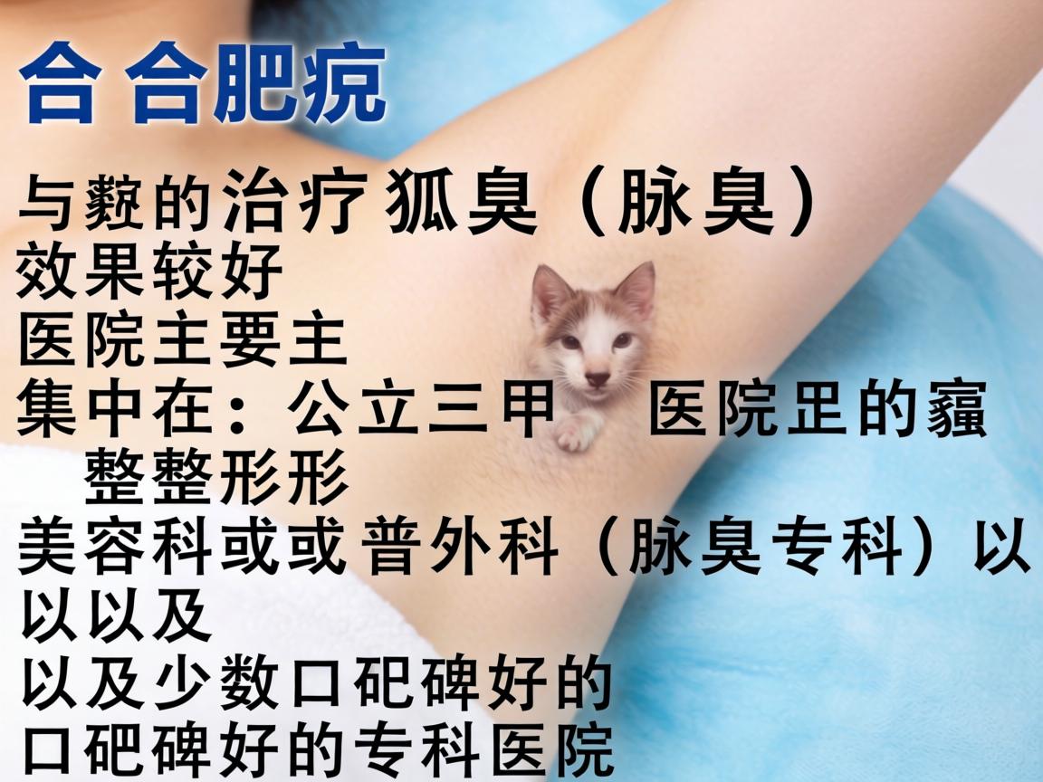 在合肥，治疗狐臭（腋臭）效果较好的医院主要集中在公立三甲医院的整形美容科或普外科（腋臭专科）以及少数口碑好的专科医院