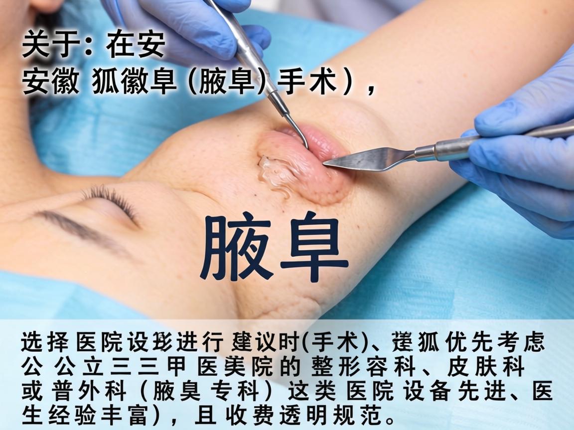 关于在安徽进行狐臭（腋臭）手术，选择医院时建议优先考虑公立三甲医院的整形美容科、皮肤科或普外科（腋臭专科）这类医院设备先进、医生经验丰富，且收费透明规范