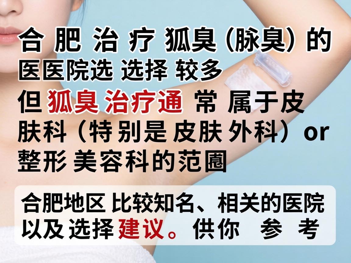 合肥治疗狐臭（腋臭）的医院选择较多，但狐臭治疗通常属于皮肤科（特别是皮肤外科）或整形美容科的范畴。以下是合肥地区比较知名、相关的医院及选择建议，供你参考