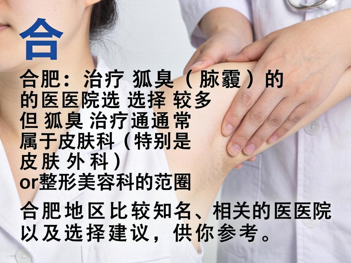 合肥治疗狐臭（腋臭）的医院选择较多，但狐臭治疗通常属于皮肤科（特别是皮肤外科）或整形美容科的范畴。以下是合肥地区比较知名、相关的医院及选择建议，供你参考
