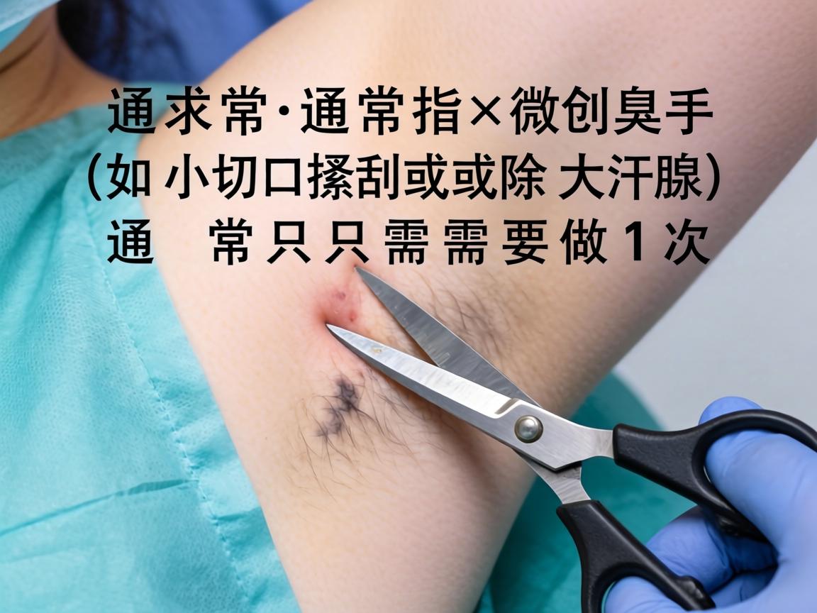 小切口去腋臭（通常指微创手术，如小切口搔刮或剪除大汗腺）通常只需要做1次