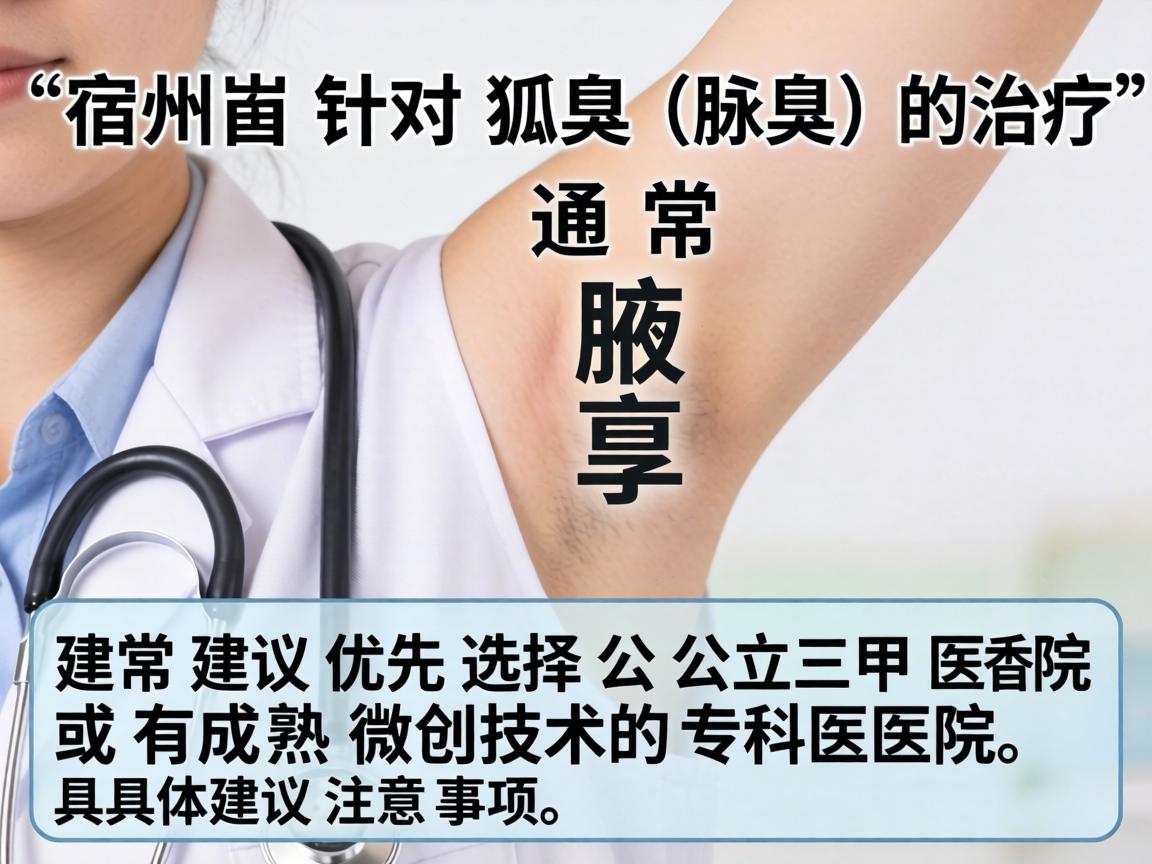 在宿州，针对狐臭（腋臭）的治疗，通常建议优先选择公立三甲医院或有成熟微创技术的专科医院。以下是具体建议和注意事项