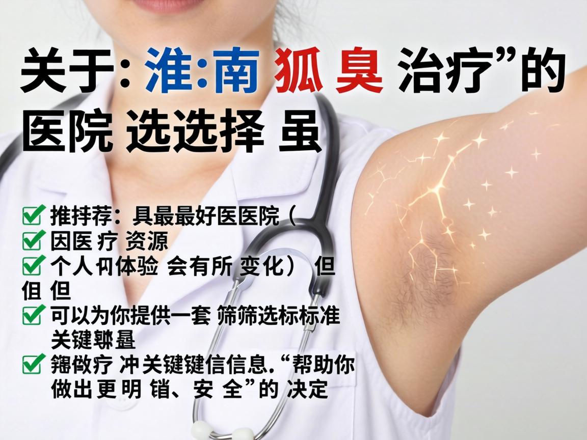 关于淮南狐臭治疗的医院选择，虽然无法直接推荐具体的最好医院（因医疗资源和个人体验会有所变化）但可以为你提供一套筛选标准和关键信息，帮助你做出更明智、安全的决定