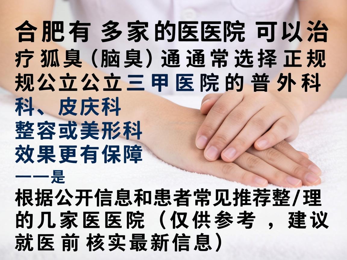 合肥有多家医院可以治疗狐臭（腋臭）通常选择正规公立三甲医院的普外科、皮肤科或整形美容科效果更有保障。以下是根据公开信息和患者常见推荐整理的几家医院（仅供参考，建议就医前核实最新信息）
