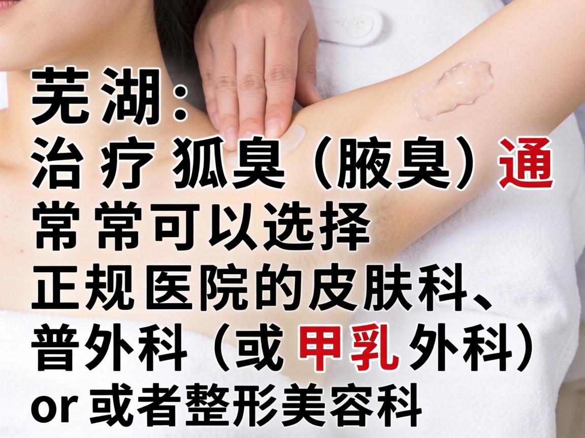 在芜湖，治疗狐臭（腋臭）通常可以选择正规医院的皮肤科、普外科（或甲乳外科）或者整形美容科