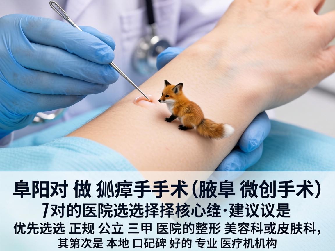针对在阜阳做狐臭手术（腋臭微创手术）的医院选择，核心建议是，优先选择正规公立三甲医院的整形美容科或皮肤科，其次是本地口碑好的专业医疗机构