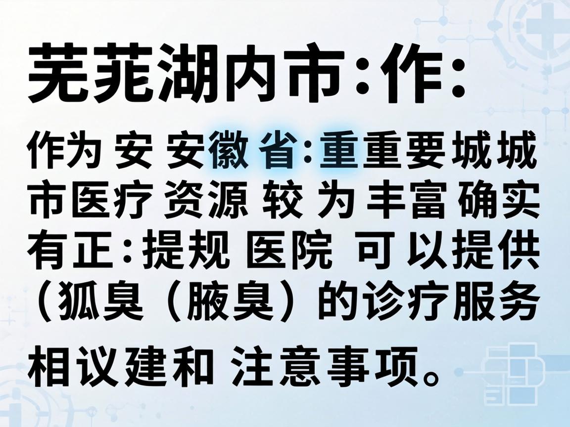 芜湖市作为安徽省的重要城市，医疗资源较为丰富，确实有正规医院可以提供狐臭（腋臭）的诊疗服务。以下是相关建议和注意事项