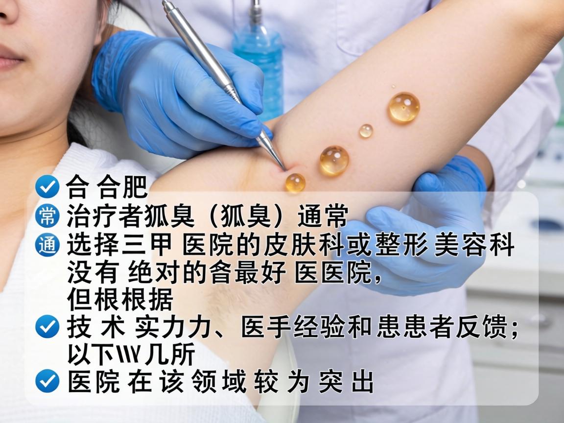 在合肥，治疗狐臭（腋臭）通常选择三甲医院的皮肤科或整形美容科。没有绝对的最好医院，但根据技术实力、医生经验和患者反馈，以下几所医院在该领域较为突出