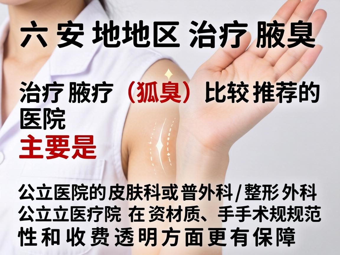在六安地区，治疗腋臭（狐臭）比较推荐的医院主要是公立医院的皮肤科或普外科/整形外科。公立医院在资质、手术规范性和收费透明方面更有保障
