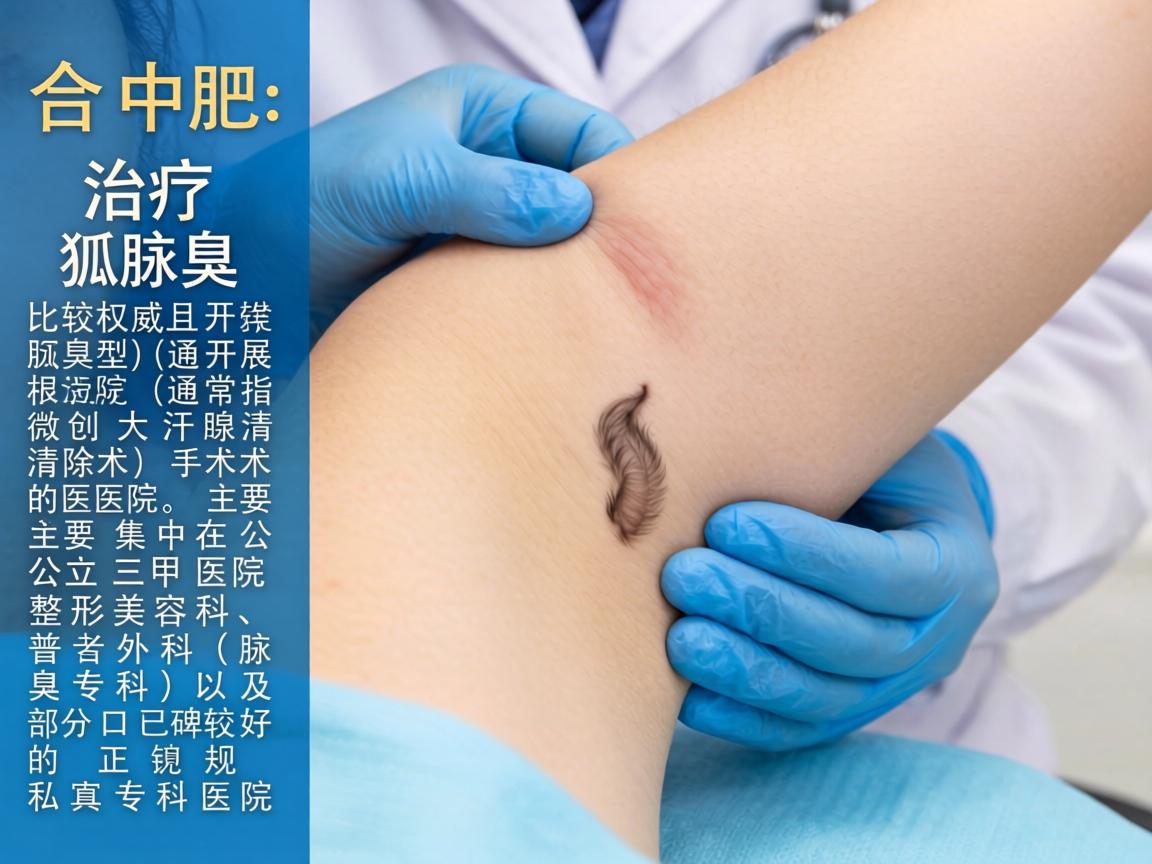 在合肥,治疗狐臭(腋臭)比较权威且开展根治型(通常指微创大汗腺清除术)手术的医院,主要集中在公立三甲医院的整形美容科、普外科(腋臭专科)以及部分口碑较好的正规私立专科医院 在合肥,治疗狐臭(腋臭)比较权威且开展根治型(通常指微创大汗腺清除术)手术的医院,主要集中在公立三甲医院的整形美容科、普外科(腋臭专科)以及部分口碑较好的正规私立专科医院
