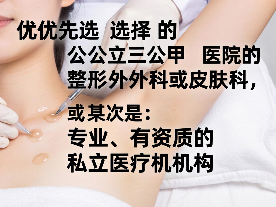 优先选择公立三甲医院的整形外科或皮肤科，其次是专业、有资质的私立医疗机构