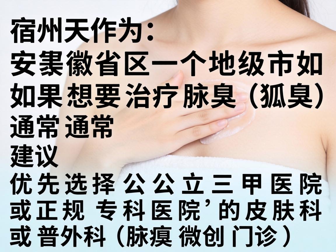 宿州作为安徽省的一个地级市，如果想要治疗腋臭（狐臭）通常建议优先选择公立三甲医院或正规专科医院的皮肤科或普外科（腋臭微创门诊）
