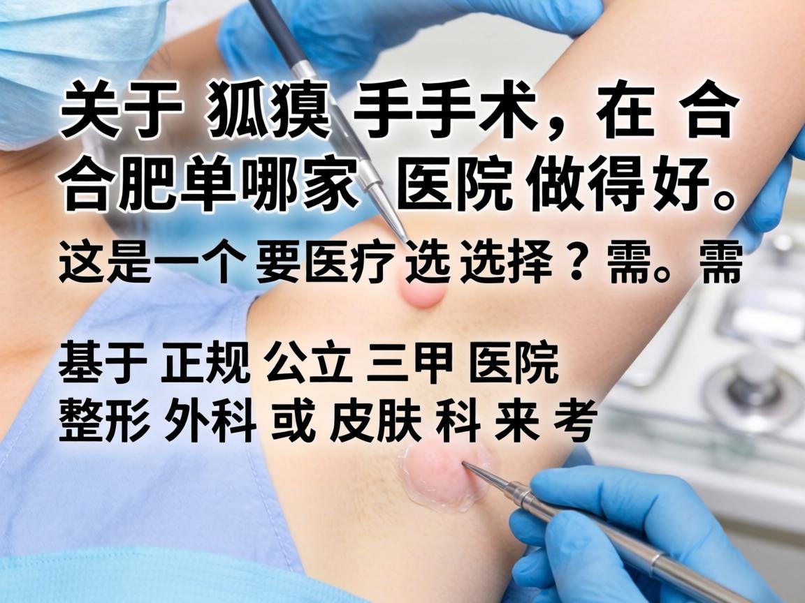 关于狐臭手术在合肥哪家医院做得好，这是一个医疗选择问题，需要基于正规公立三甲医院的整形外科或皮肤科来考量