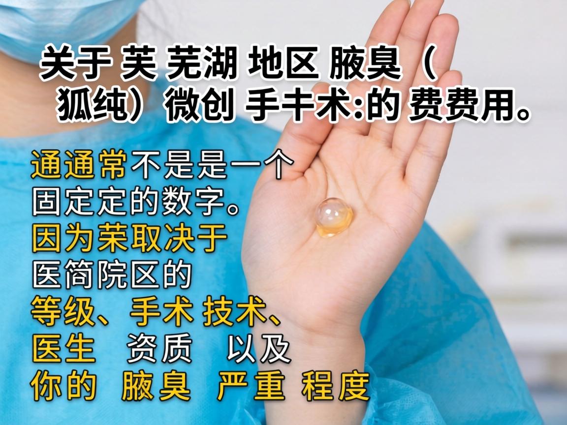 关于芜湖地区腋臭（狐臭）微创手术的费用，通常不是一个固定的数字，因为它取决于医院的等级、手术技术、医生资质以及你的腋臭严重程度