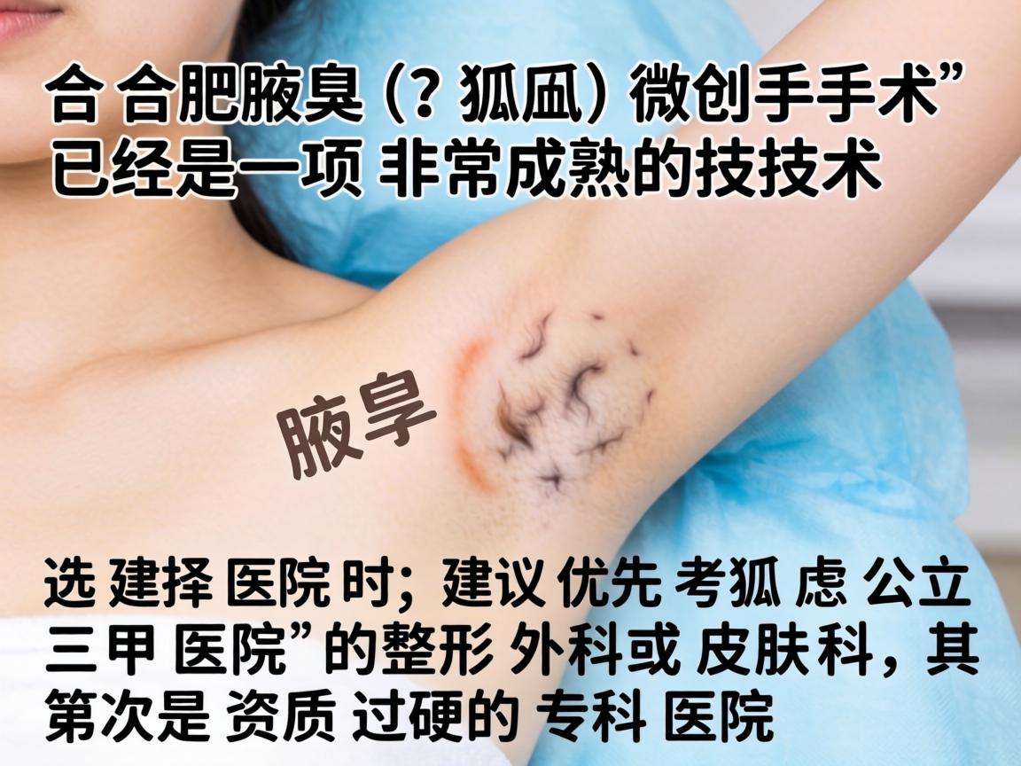 在合肥，腋臭（狐臭）微创手术已经是一项非常成熟的技术。选择医院时，建议优先考虑公立三甲医院的整形外科或皮肤科，其次是资质过硬的专科医院
