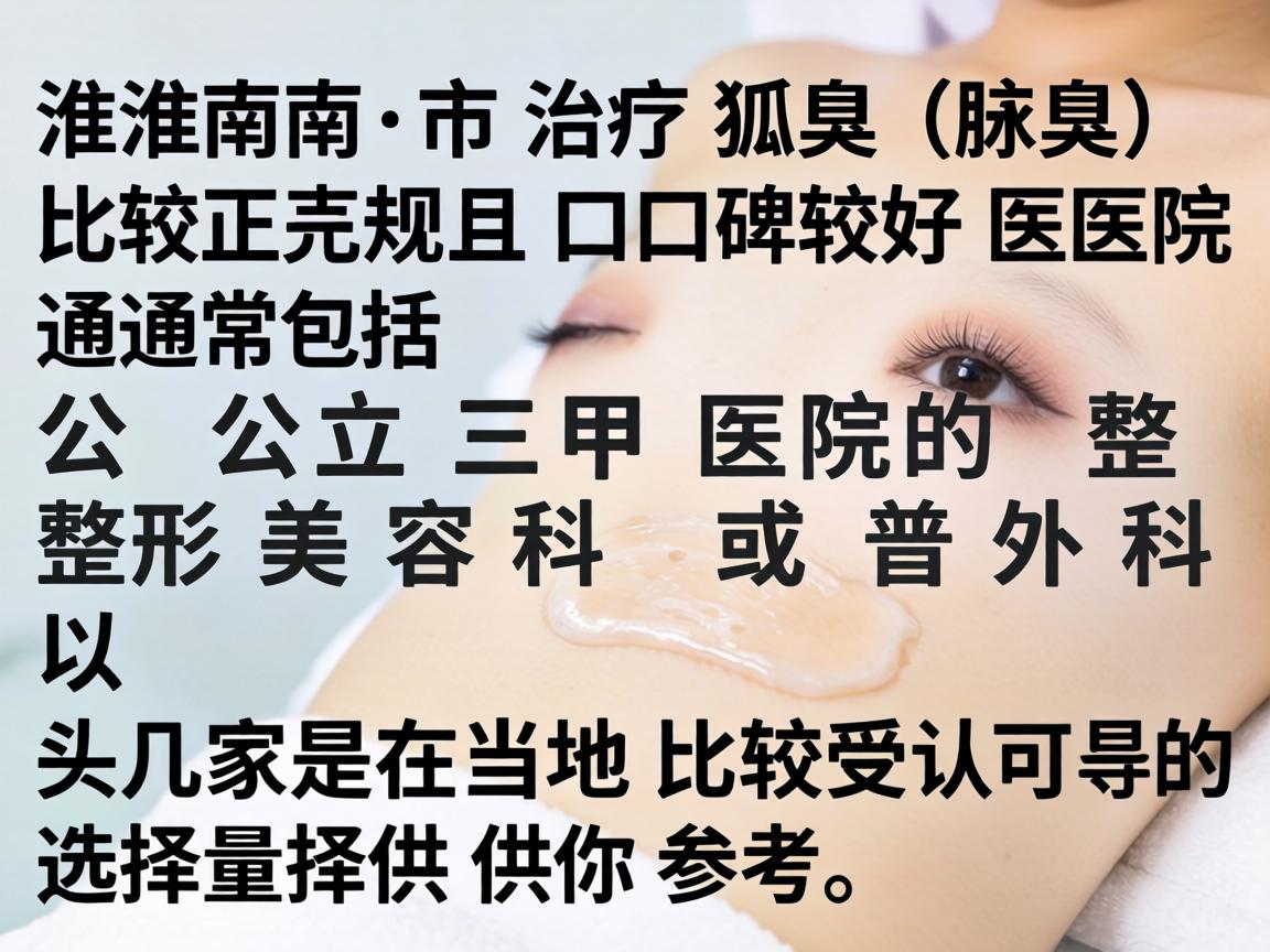 在淮南市，治疗狐臭（腋臭）比较正规且口碑较好的医院通常包括公立三甲医院的整形美容科或普外科。以下是几家在当地比较受认可的选择，供你参考