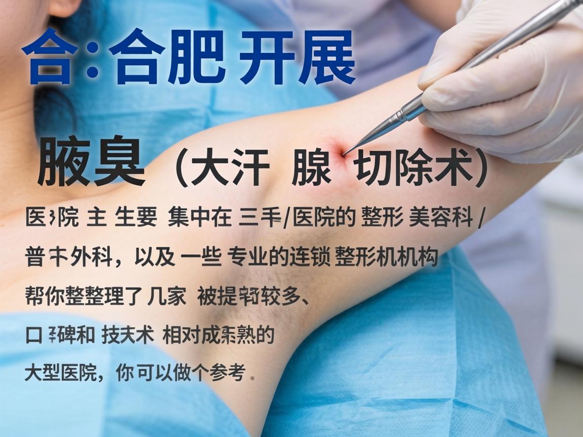 在合肥，开展腋臭手术（大汗腺切除术）的医院主要集中在三甲医院的整形美容科/普外科，以及一些专业的连锁整形机构。帮你整理了几家被提及较多、口碑和技术相对成熟的大型医院，你可以做个参考