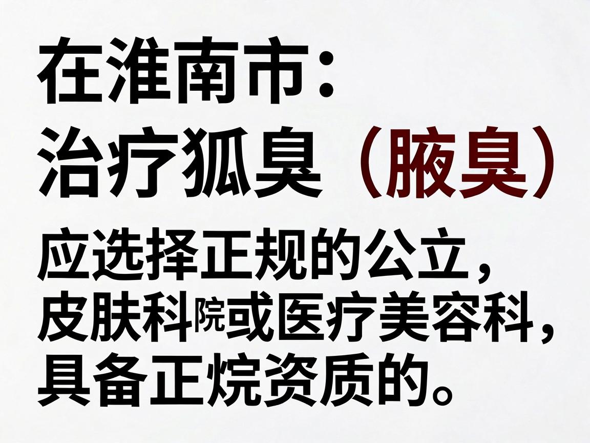 在淮南市，治疗狐臭（腋臭）应选择正规的公立医院皮肤科或医疗美容科。以下是经过官方认证、具备正规资质的医院推荐，供您参考