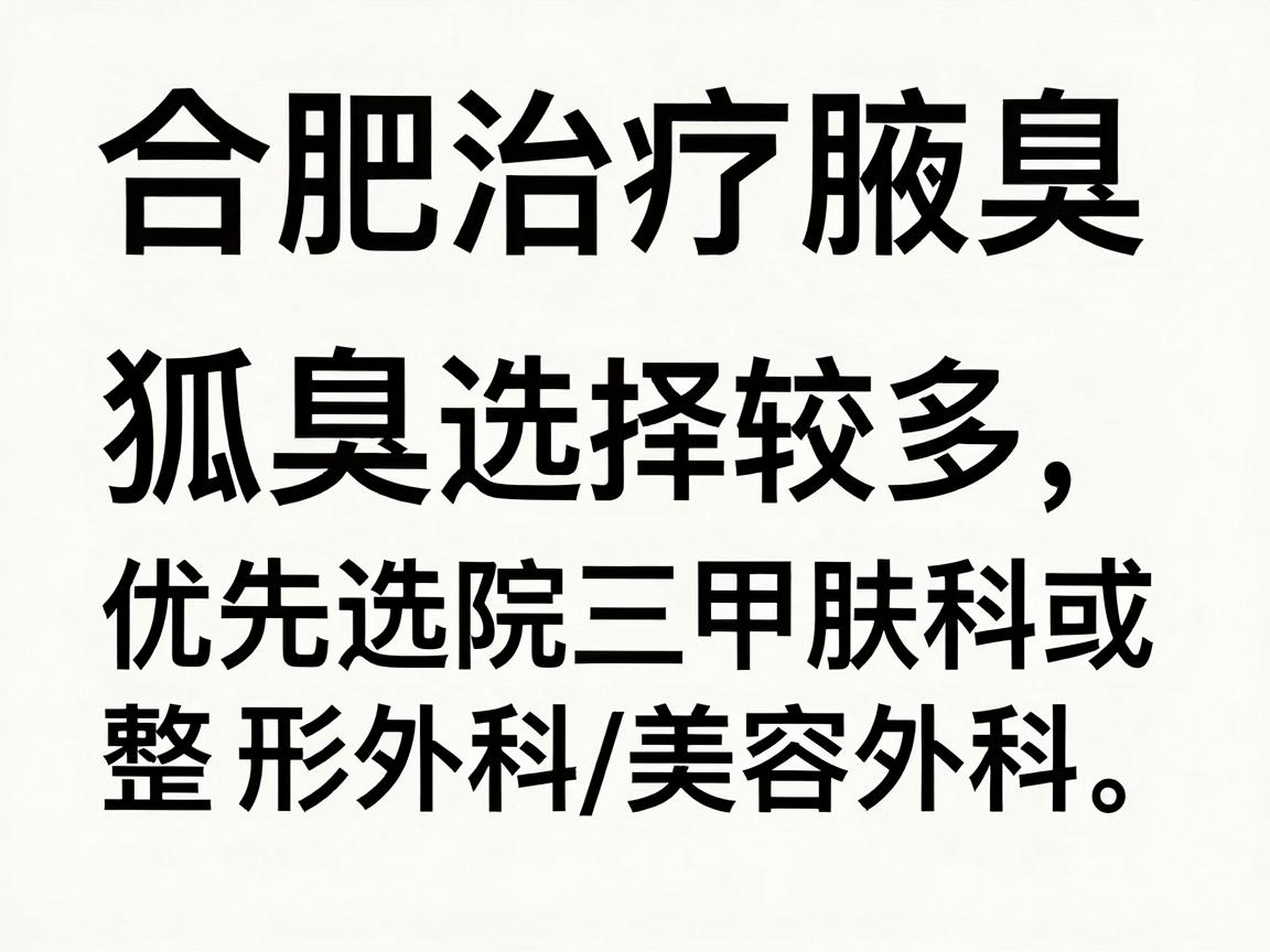 合肥治疗腋臭（狐臭）的医院选择较多，通常建议优先选择三甲医院的皮肤科或整形外科/美容外科。以下是合肥地区口碑较好、技术成熟的医院推荐及选择建议