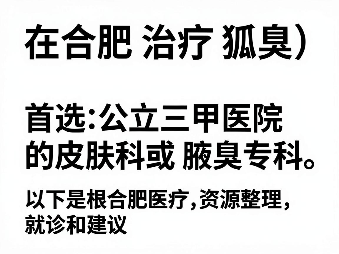 在合肥治疗狐臭（腋臭）首选公立三甲医院的皮肤科或腋臭专科。以下是根据合肥医疗资源整理的推荐医院和就诊建议
