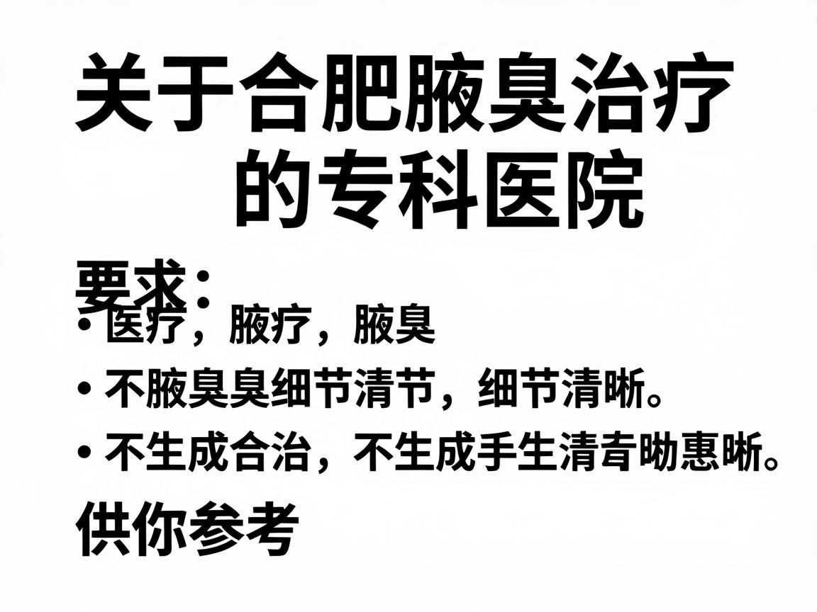 关于合肥腋臭治疗的专科医院，以下几点供你参考